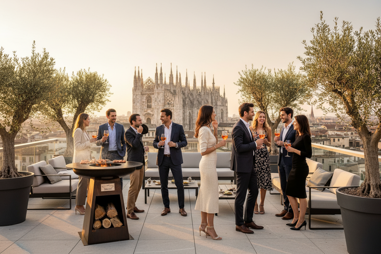 Spolert Saint Tropez op rooftop in Milaan