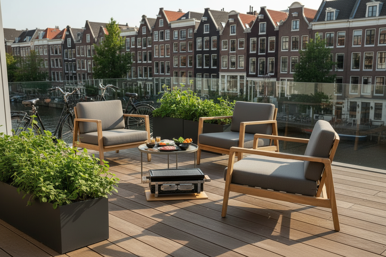 Yakiniku Shichirin tafelgrill op Amsterdams dakterras